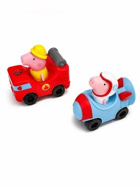 Peppa Pig & George Pig Fire Truck Space Rocket Car Toy Set 2pc